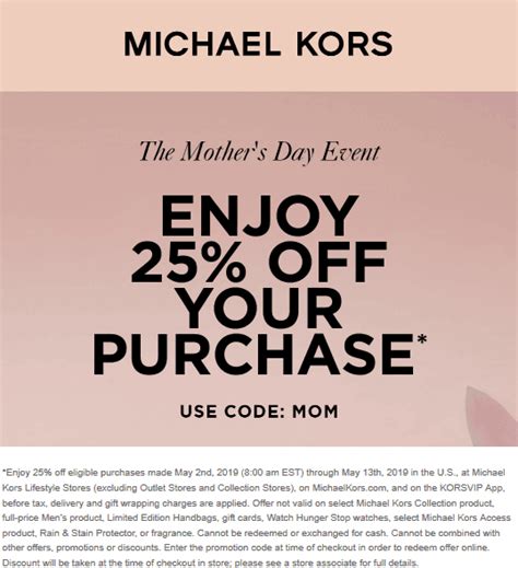 Michael Kors coupon in store